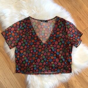 Nasty Gal floral mesh top